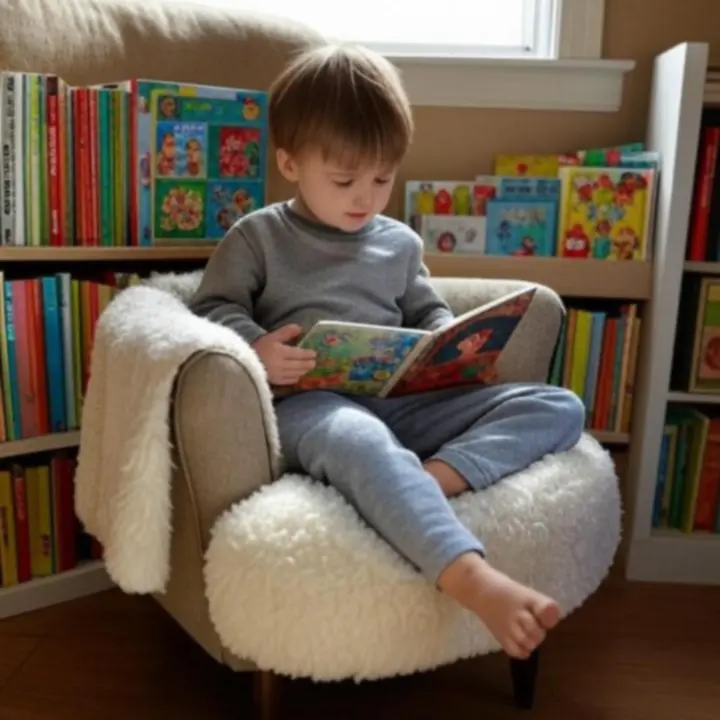 Półka z kolorowymi książkami dla dzieci w różnym wieku